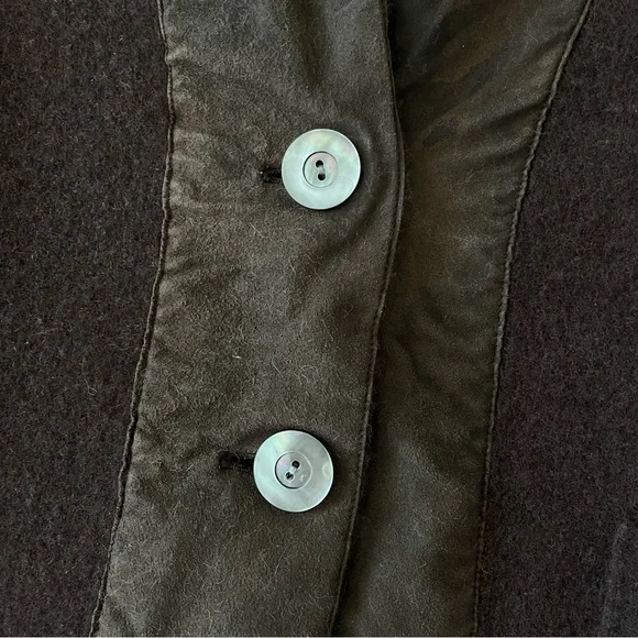 Eileen Fisher Wool and Lamb Leather Blazer Jacket, Brown, Size Large - Picture 7 of 12